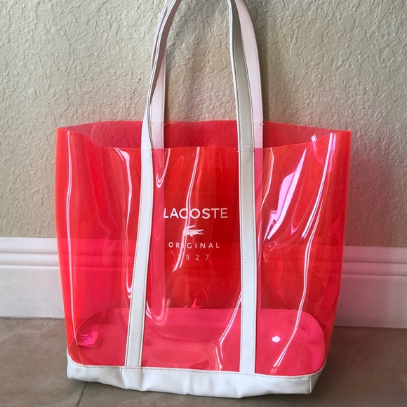 Lacoste Pink Transparent Pvc Bag 